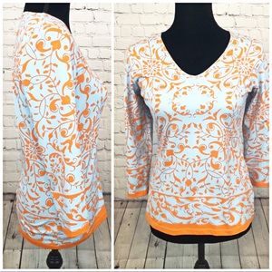 💙 J. McLaughlin Small Light Blue and Orange Top